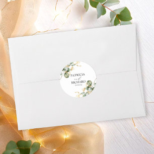 Elegante Gouden Groene Huwelijksfeest Ronde Sticker