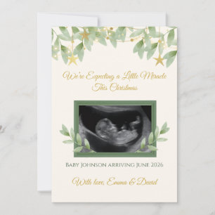 Elegante Gouden Groene Kerst Baby Aankondiging