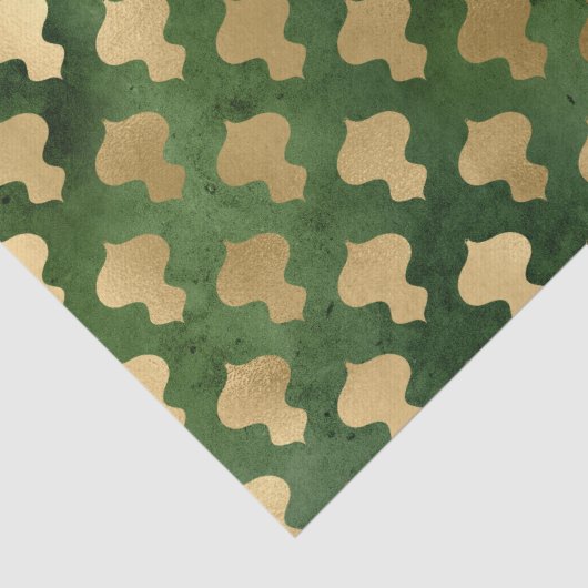Elegante gouden groene kerstversieringen patroon tissuepapier (Detail)