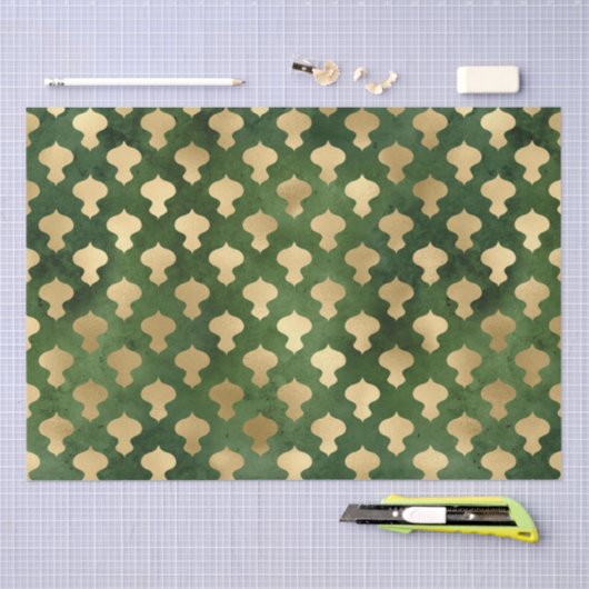 Elegante gouden groene kerstversieringen patroon tissuepapier (Craft)