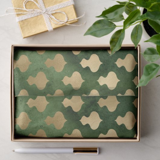 Elegante gouden groene kerstversieringen patroon tissuepapier (Geschenk)