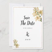 Elegante gouden groene witte leliebloem Save The D Kaart (Voorkant)