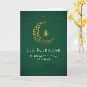 Elegante Gouden Halve Maan Eid Mubarak Groet Kaart