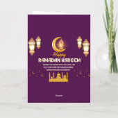 Elegante Gouden Halve Maan Ramadan Mubarak Groet Kaart (Achterkant)