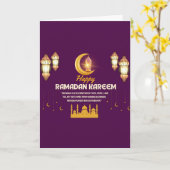 Elegante Gouden Halve Maan Ramadan Mubarak Groet Kaart (Gele Bloem)