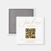 elegante gouden handgeschreven rsvp qr code bruilo magneet (Voorkant / Achterkant)