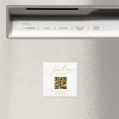 elegante gouden handgeschreven rsvp qr code bruilo magneet (Insitu (Vaatwasser))