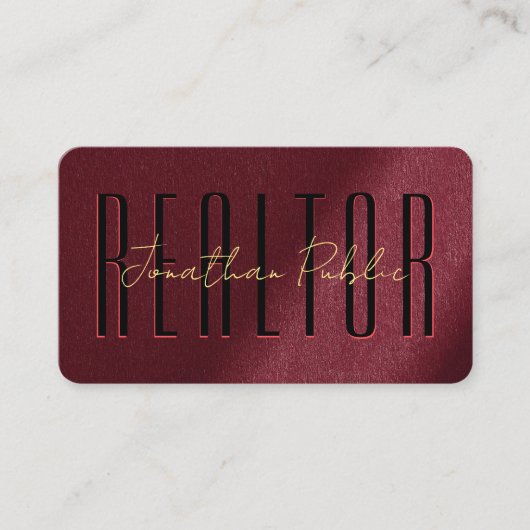 Elegante gouden handgeschreven scriptnaam makelaar visitekaartje (Voorkant)