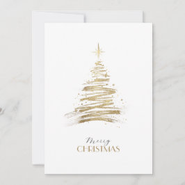 Elegante gouden handgetekende kerstboom feestdagenkaart