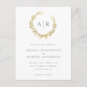 Elegante gouden handgetekende krans Initialen brui Uitnodiging Briefkaart (Voorkant)