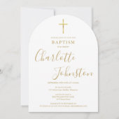 Elegante Gouden Handtekening Boog Doopsel Doop Kaart (Voorkant)