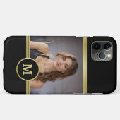 Elegante Gouden Handtekening Monogram met Foto Case-Mate iPhone Case (Achterkant (horizontaal))