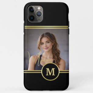 Elegante Gouden Handtekening Monogram met Foto Case-Mate iPhone Case