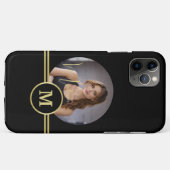 Elegante Gouden Handtekening Monogram met Foto Case-Mate iPhone Case (Achterkant (horizontaal))