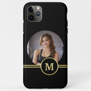 Elegante Gouden Handtekening Monogram met Foto Case-Mate iPhone Case