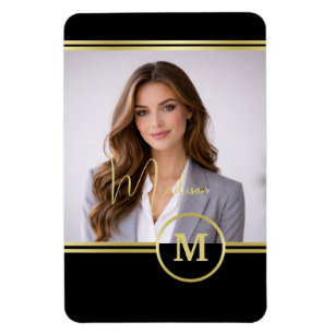 Elegante Gouden Handtekening Monogram met Foto Magneet