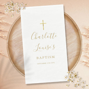 Elegante Gouden Handtekening Script Doop Servet