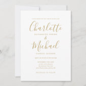 Elegante gouden handtekening script trouw uitnodig kaart (Voorkant)