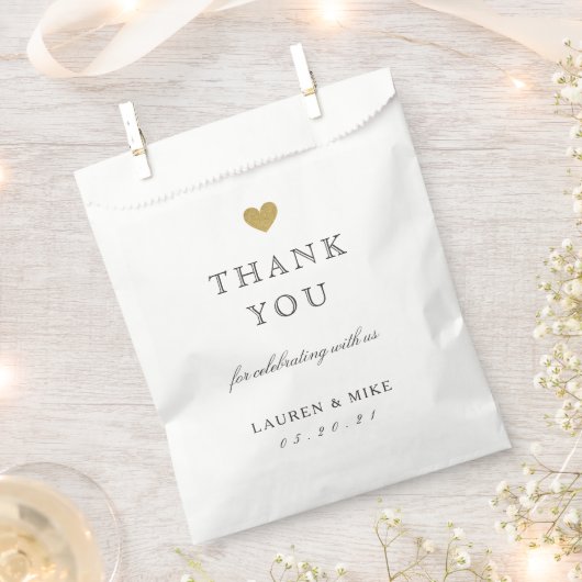 Elegante gouden hart bruiloft dank u bedankzakje (Geknipt)