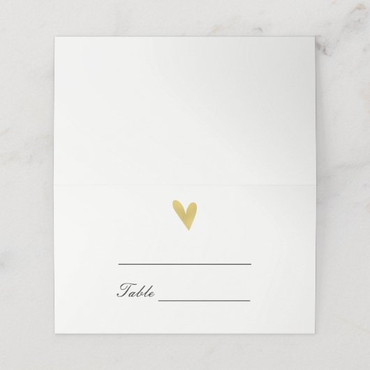 Elegante gouden hart bruiloft gevouwen plaats kaar plaatskaartje (Buitenkant ongevouwen)