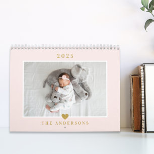 Elegante Gouden Hart Familiefoto Kalender