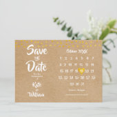 Elegante Gouden Hart Kalender Rustieke Boho Save The Date (Staand voorkant)