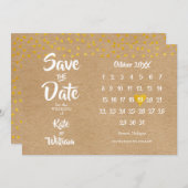 Elegante Gouden Hart Kalender Rustieke Boho Save The Date (Voorkant / Achterkant)