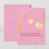 Elegante Gouden Hart Liefdeskunst Briefkaart (Voorkant / Achterkant)