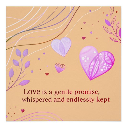 Elegante Gouden Hart Liefdeskunst Perfect Poster (Voorkant)