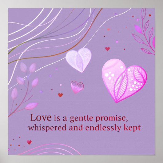 Elegante Gouden Hart Liefdeskunst Poster (Voorkant)