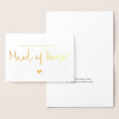 Elegante gouden hart Maid of Honor bedankkaart Folie Kaarten (Display)