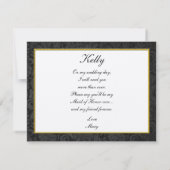 Elegante Gouden Hart Monogram Getuige Kaart (Achterkant)