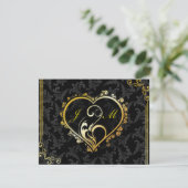 Elegante Gouden Hart Monogram Getuige Kaart (Staand voorkant)