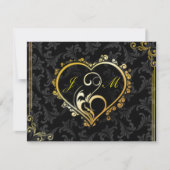 Elegante gouden hart monogram ontvangstkaart kaart (Voorkant)