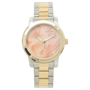 Elegante Gouden Hart Romance Kunst Horloge