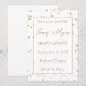 Elegante Gouden Hart Save the Date (Voorkant / Achterkant)