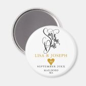Elegante Gouden Hart Save the Date Magneet (Voorkant / Achterkant)