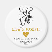 Elegante Gouden Hart Save the Date Magneet (Voorkant)
