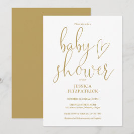 Elegante Gouden Hart Script Baby Shower Kaart