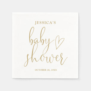 Elegante Gouden Hart Script Baby Shower Servet