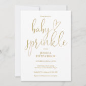Elegante Gouden Hart Script Baby Sprinkle Feest Kaart (Voorkant)