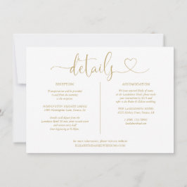 Elegante gouden hart script details informatie kaart