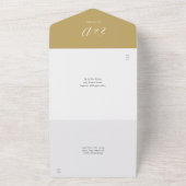 Elegante Gouden Hart Script QR Code Trouwdag All In One Uitnodiging (Buitenkant)