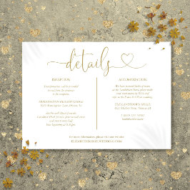 Elegante gouden hart script trouwdetails kaart