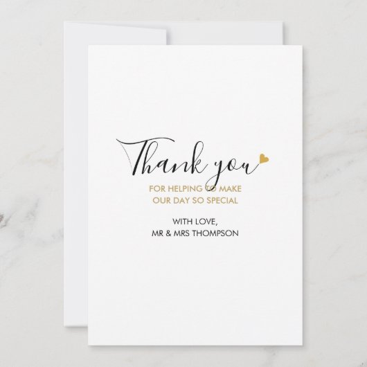 Elegante gouden hart script trouwfoto bedankkaart (Achterkant)