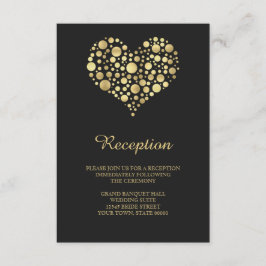 Elegante Gouden Hart Stof Zwart Ontvangst Info Kaa Informatiekaartje