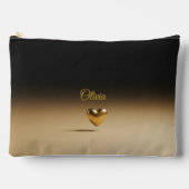 Elegante Gouden Hart & Zwarte Gradiënt Persoonlijk Etui (Voorkant)