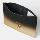 Elegante Gouden Hart & Zwarte Gradiënt Persoonlijk Etui (Open)