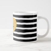 Elegante Gouden Hart Zwarte Strepen Net Getrouwd Grote Koffiekop (Rechts)