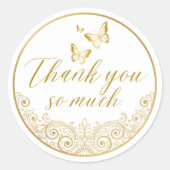 Elegante Gouden Hartelijk Bedankt — Feest Favoriet Ronde Sticker (Voorkant)